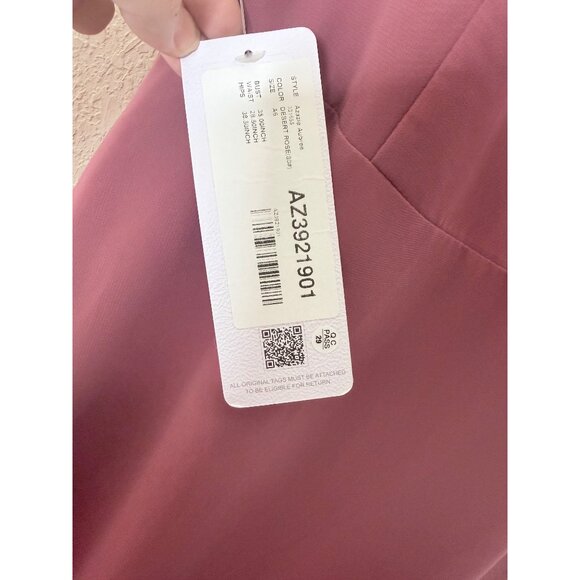 Azazie Aubree Formal Chiffon Maxi Dress Womens Size 6 Mauve Pink Bridesmaid - Picture 3 of 10